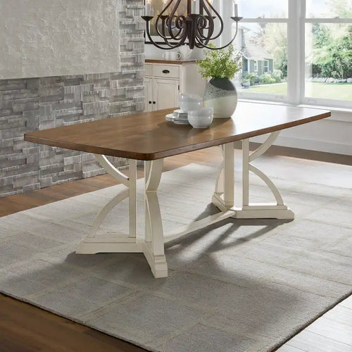 78" Oak Top Dining Table with Unique Interlocking Base