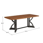 78" Oak Top Dining Table with Unique Interlocking Base