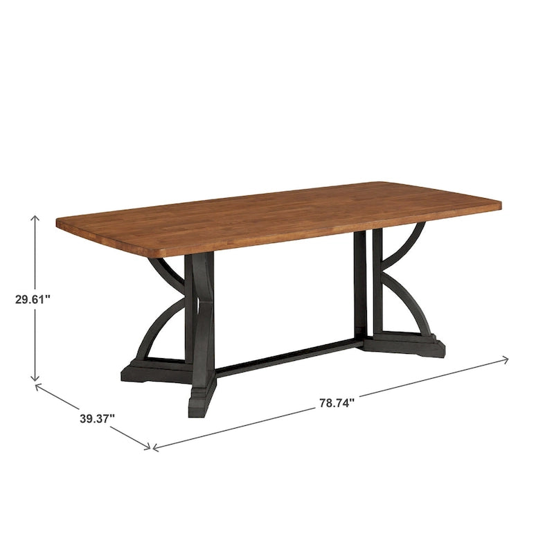 78" Oak Top Dining Table with Unique Interlocking Base