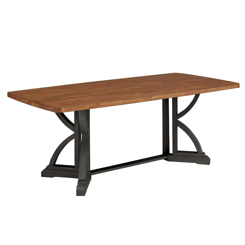 78" Oak Top Dining Table with Unique Interlocking Base