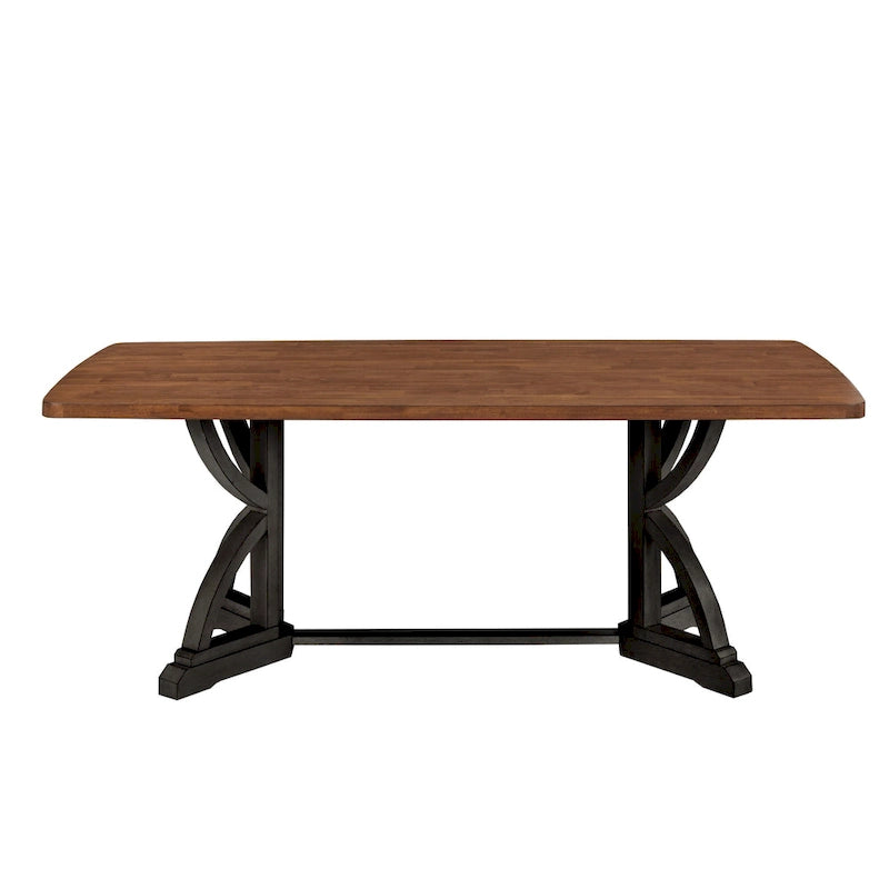 78" Oak Top Dining Table with Unique Interlocking Base