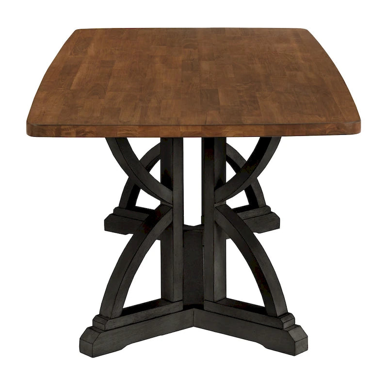 78" Oak Top Dining Table with Unique Interlocking Base