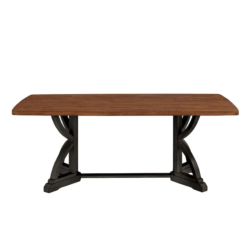 78" Oak Top Dining Table with Unique Interlocking Base