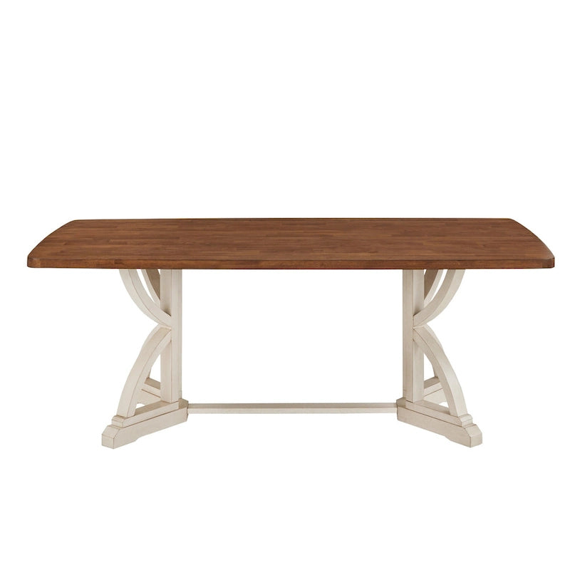78" Oak Top Dining Table with Unique Interlocking Base