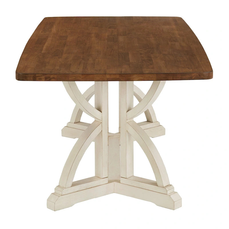 78" Oak Top Dining Table with Unique Interlocking Base