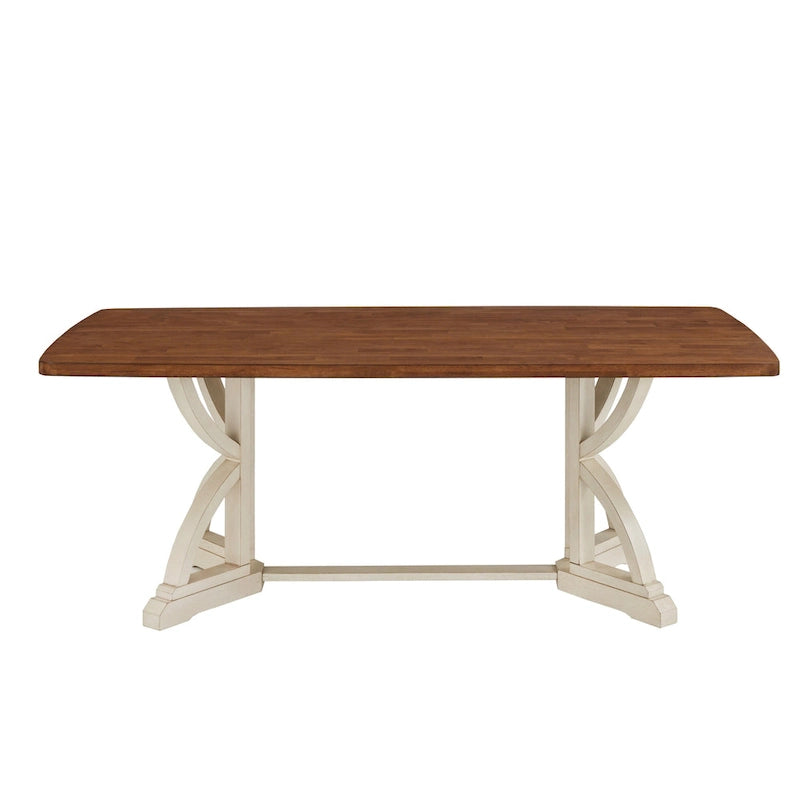 78" Oak Top Dining Table with Unique Interlocking Base