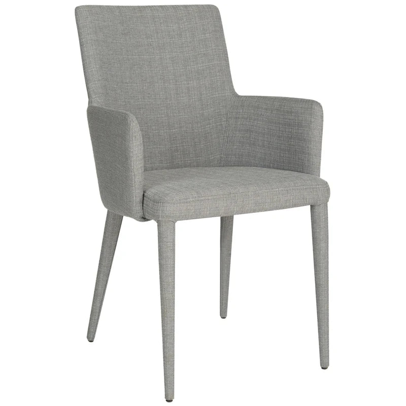 Mid-Century Modern White Dining Arm Chair – Upholstered & Stylish