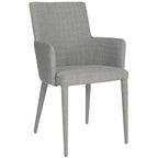 Mid-Century Modern White Dining Arm Chair – Upholstered & Stylish