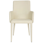 Mid-Century Modern White Dining Arm Chair – Upholstered & Stylish