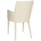 Mid-Century Modern White Dining Arm Chair – Upholstered & Stylish