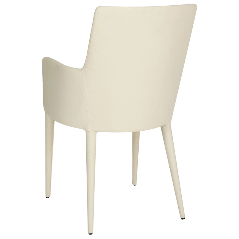 Mid-Century Modern White Dining Arm Chair – Upholstered & Stylish