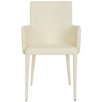 Mid-Century Modern White Dining Arm Chair – Upholstered & Stylish