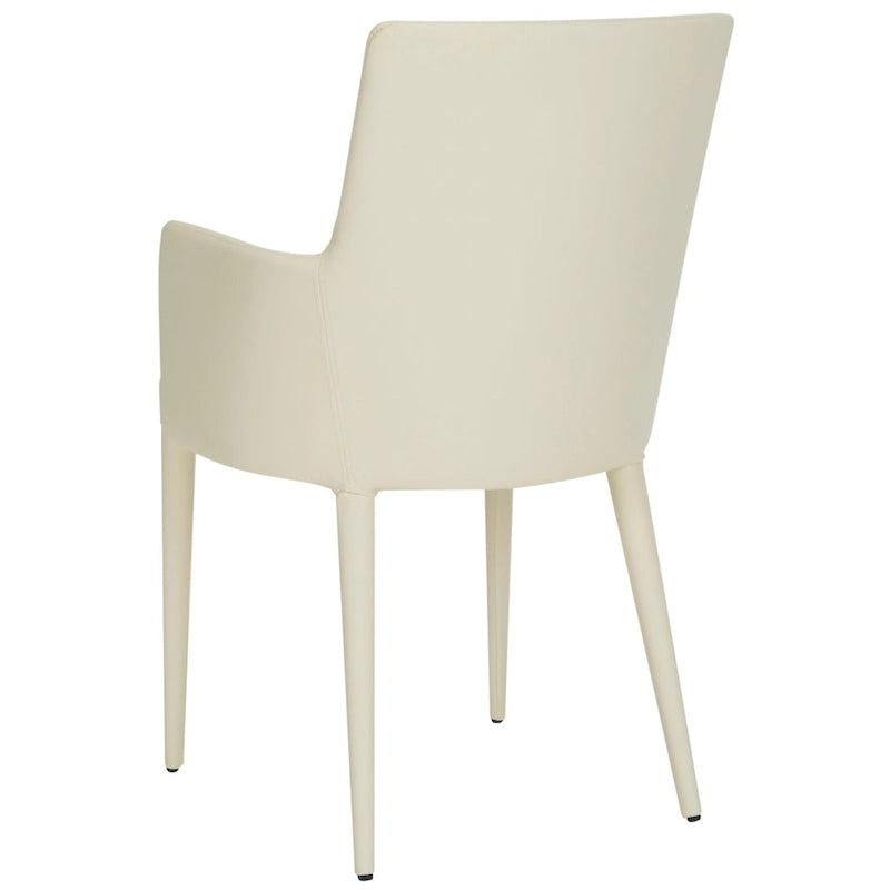 Mid-Century Modern White Dining Arm Chair – Upholstered & Stylish