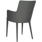 Mid-Century Modern White Dining Arm Chair – Upholstered & Stylish