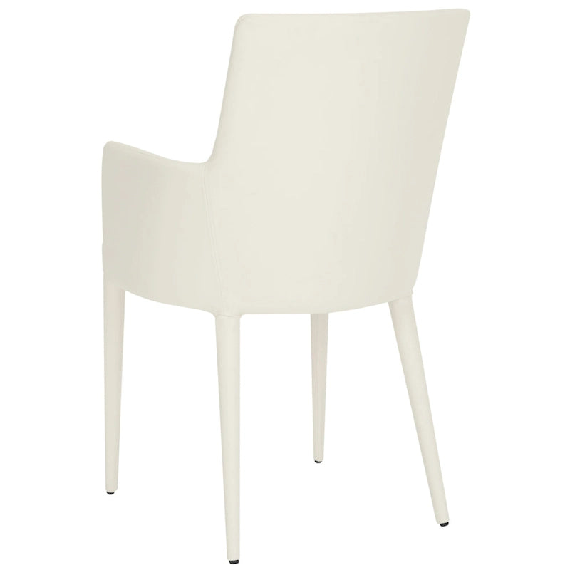 Mid-Century Modern White Dining Arm Chair – Upholstered & Stylish