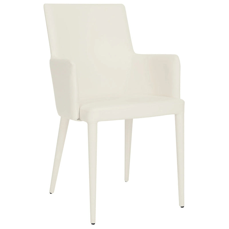 Mid-Century Modern White Dining Arm Chair – Upholstered & Stylish