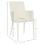 Mid-Century Modern White Dining Arm Chair – Upholstered & Stylish