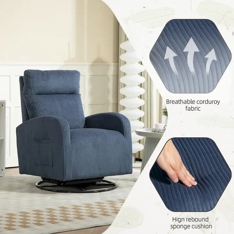 Modern Upholstered Swivel Glider Rocking Chair for Nursery
