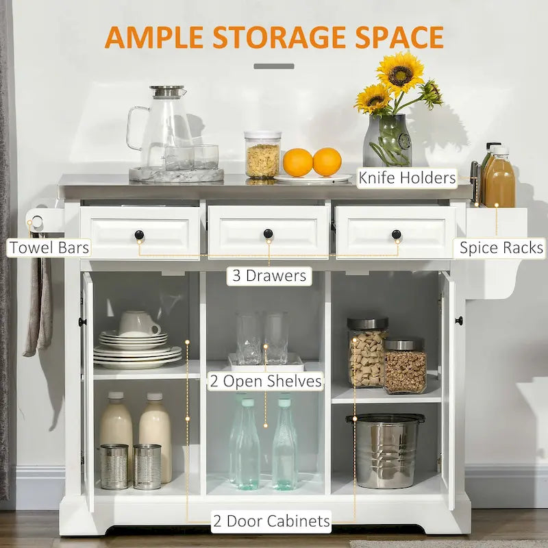 Rolling Kitchen Island With Storage(no include stool)