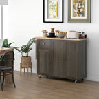 Triple-Cabinet Rolling Kitchen Island On Wheels(no include stool)