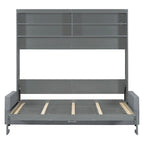 Queen Size Convertible Murphy Bed And Sofa - Space-Saving 2-in-1 Design with Integrated Storage, Dual-Piston Mechanism