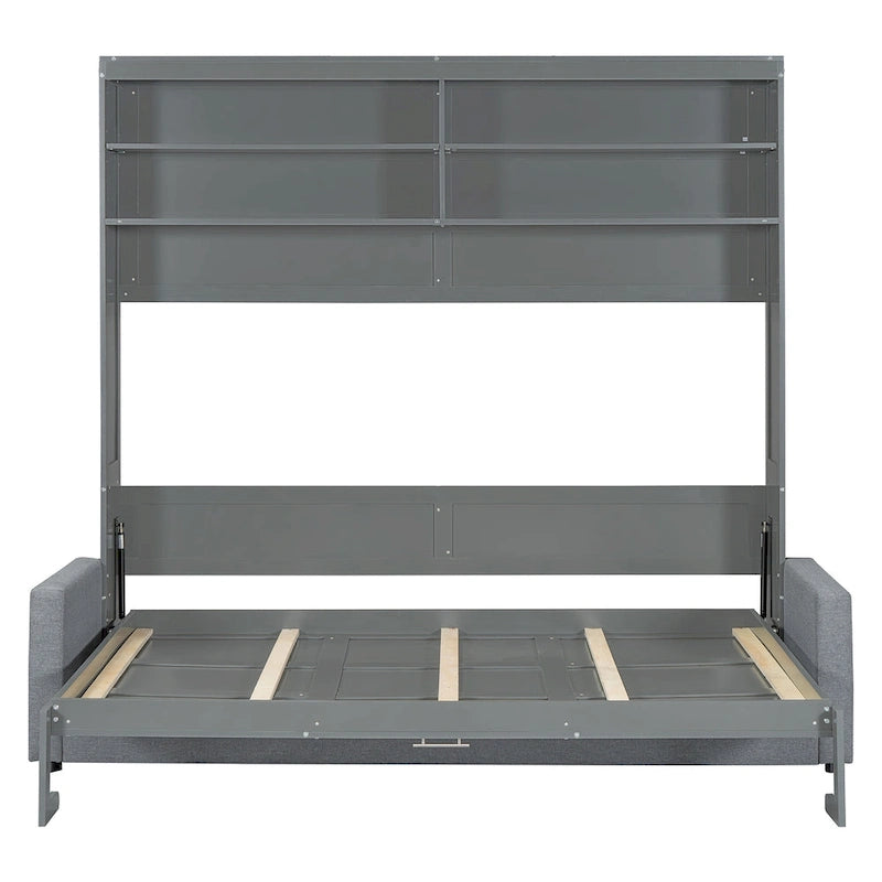 Queen Size Convertible Murphy Bed And Sofa - Space-Saving 2-in-1 Design with Integrated Storage, Dual-Piston Mechanism