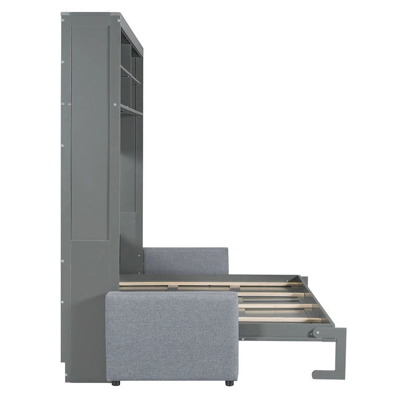 Queen Size Convertible Murphy Bed And Sofa - Space-Saving 2-in-1 Design with Integrated Storage, Dual-Piston Mechanism