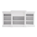 66" White TV Stand with Large Cabinet & Adjustable Shelves for TVs Up to 65"