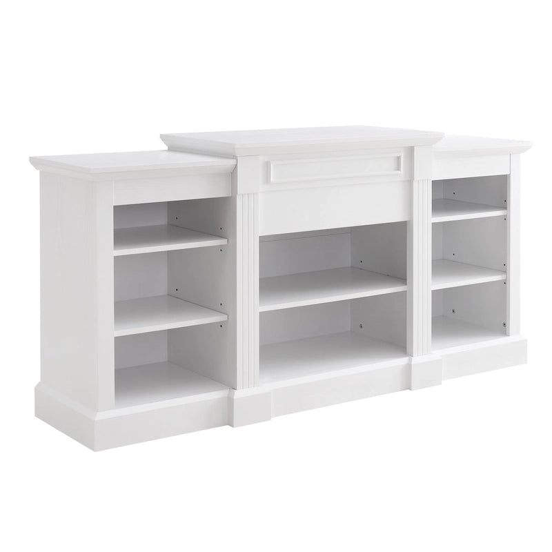 66" White TV Stand with Large Cabinet & Adjustable Shelves for TVs Up to 65"