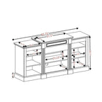 66" White TV Stand with Large Cabinet & Adjustable Shelves for TVs Up to 65"