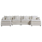 White 142" U-Shaped 6-Seater Sectional Sofa with Chaise, Ottomans & Cloud Cushions