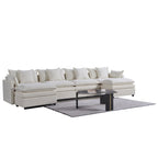 White 142" U-Shaped 6-Seater Sectional Sofa with Chaise, Ottomans & Cloud Cushions