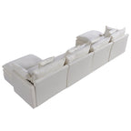 White 142" U-Shaped 6-Seater Sectional Sofa with Chaise, Ottomans & Cloud Cushions
