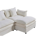 White 142" U-Shaped 6-Seater Sectional Sofa with Chaise, Ottomans & Cloud Cushions