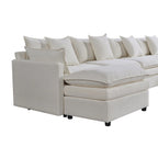 White 142" U-Shaped 6-Seater Sectional Sofa with Chaise, Ottomans & Cloud Cushions