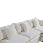 White 142" U-Shaped 6-Seater Sectional Sofa with Chaise, Ottomans & Cloud Cushions