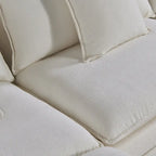 White 142" U-Shaped 6-Seater Sectional Sofa with Chaise, Ottomans & Cloud Cushions