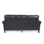 Modern 80" Faux Leather 3-Seater Sofa, Nailhead Trim & Birch Wood Legs