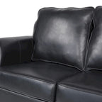 Modern 80" Faux Leather 3-Seater Sofa, Nailhead Trim & Birch Wood Legs