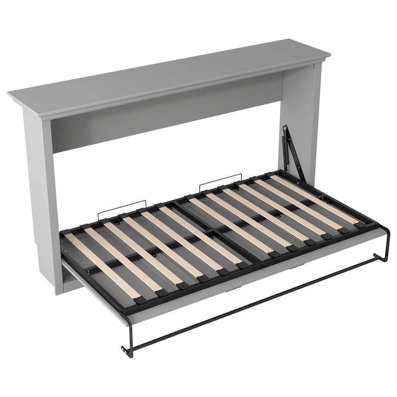 Twin Space-Saving Folding Murphy Bed with Metal Frame and Pine Slats