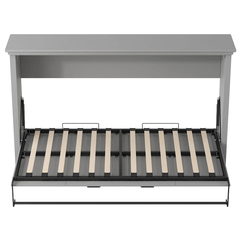 Twin Space-Saving Folding Murphy Bed with Metal Frame and Pine Slats