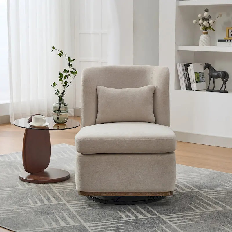 Chenille Armless Swivel Accent Chair