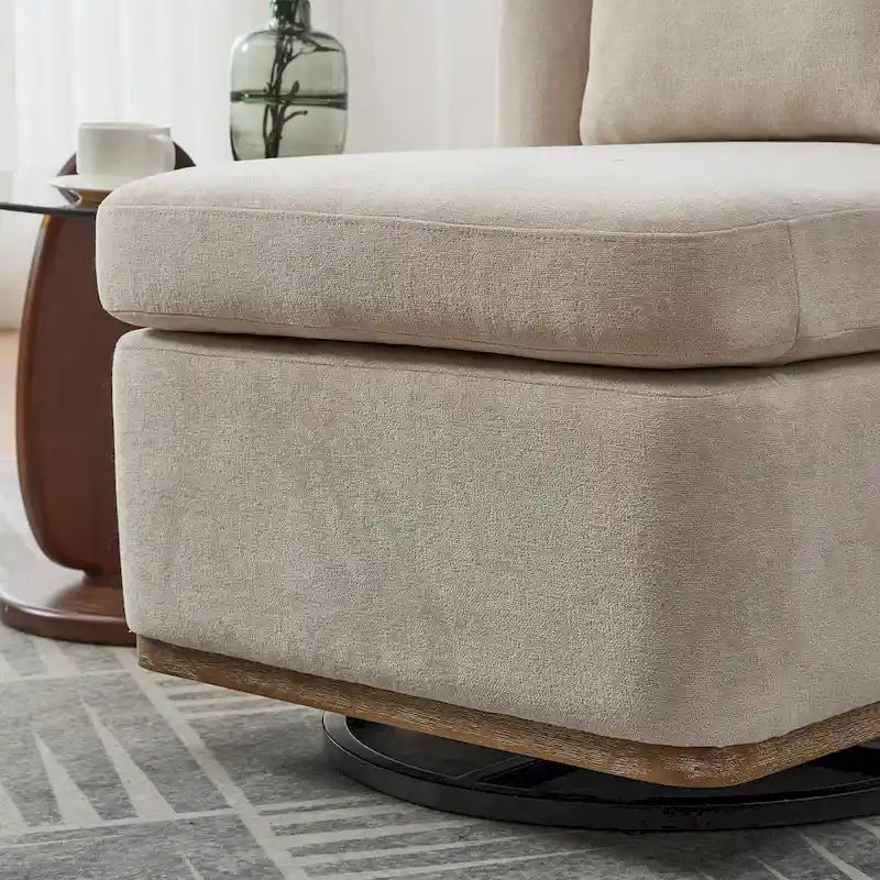 Chenille Armless Swivel Accent Chair