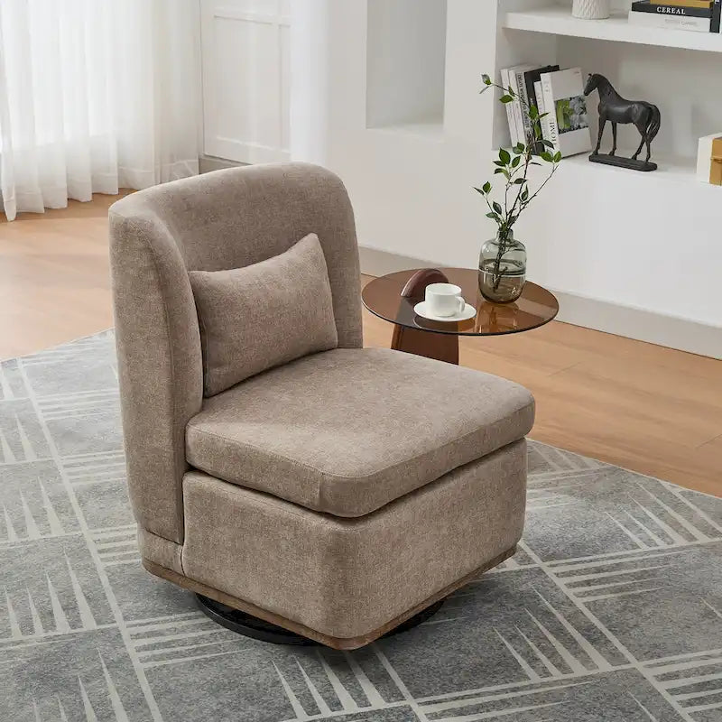 Chenille Armless Swivel Accent Chair