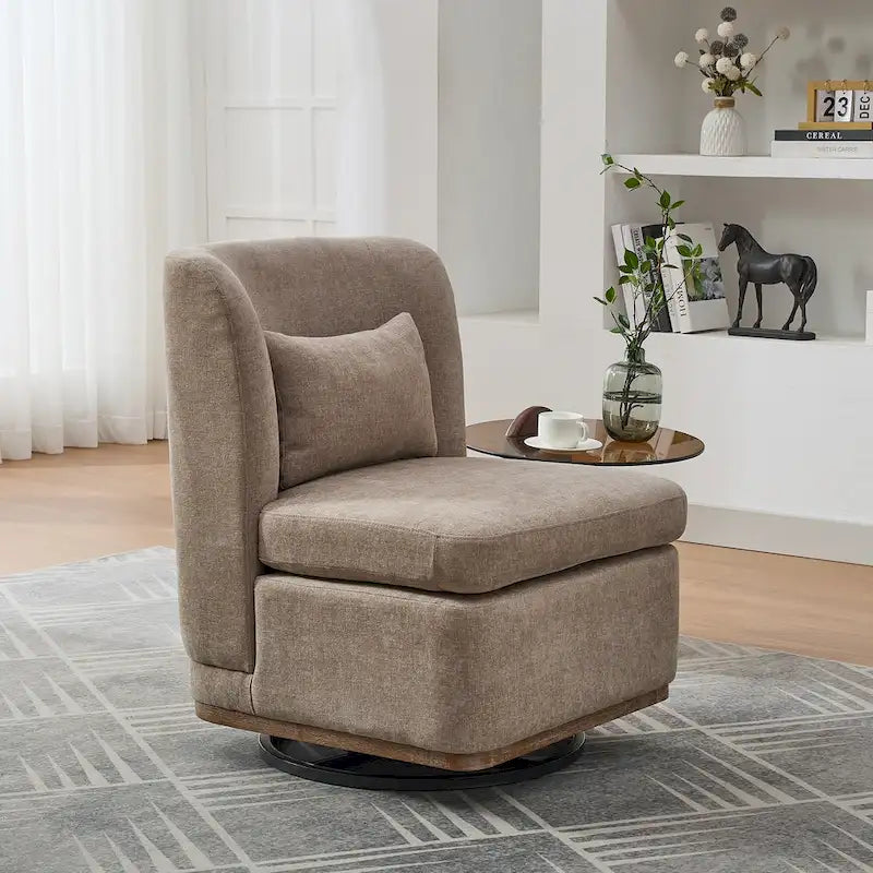 Chenille Armless Swivel Accent Chair