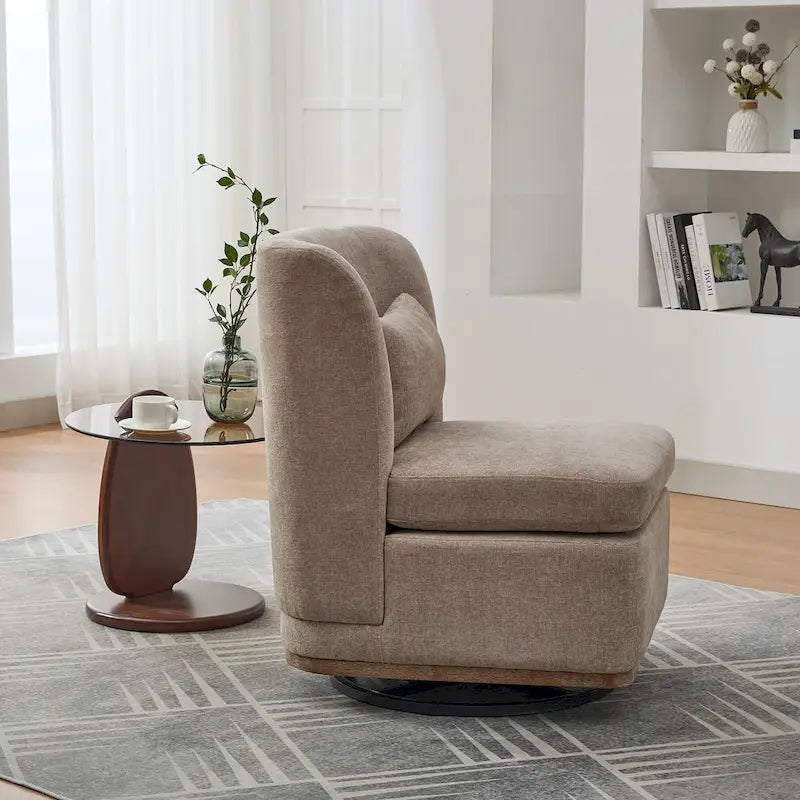 Chenille Armless Swivel Accent Chair