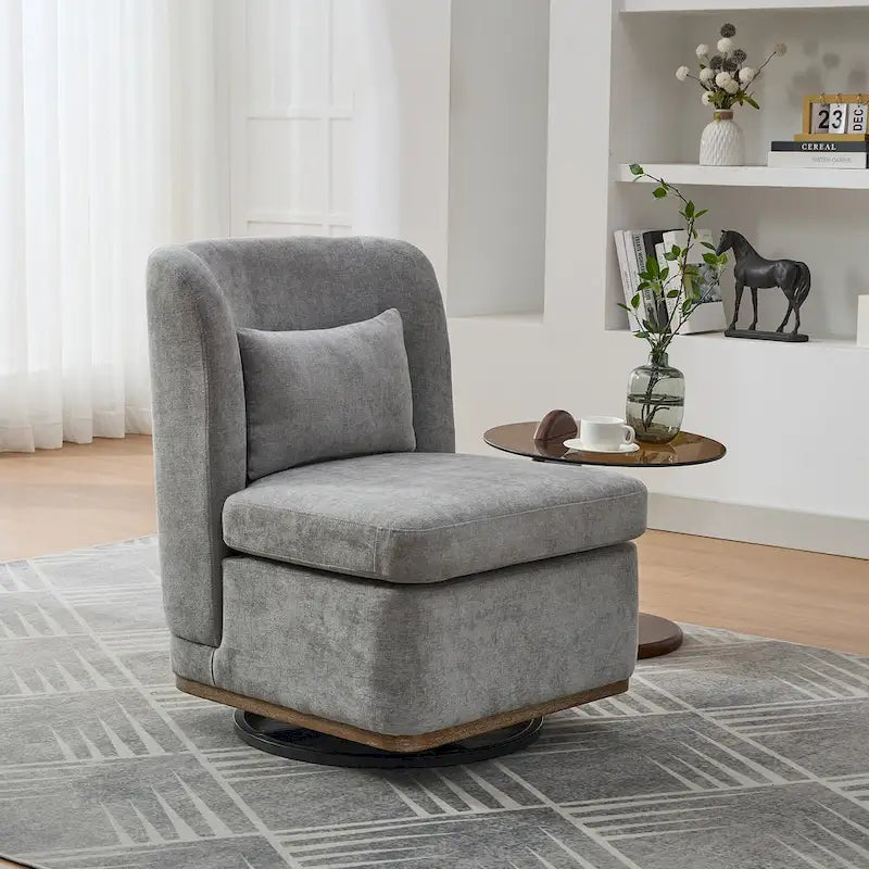 Chenille Armless Swivel Accent Chair