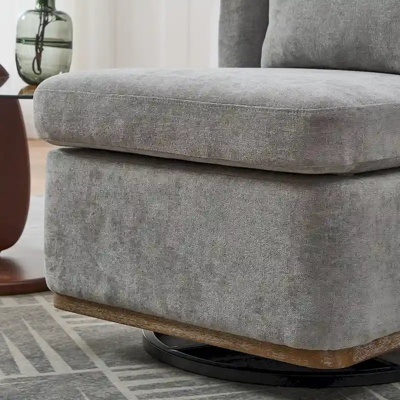 Chenille Armless Swivel Accent Chair