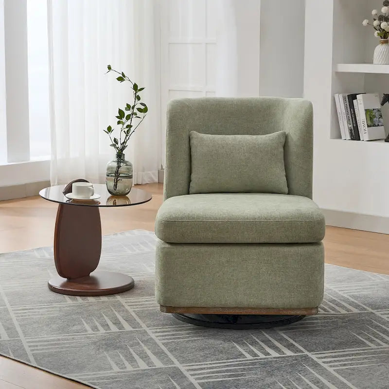 Chenille Armless Swivel Accent Chair
