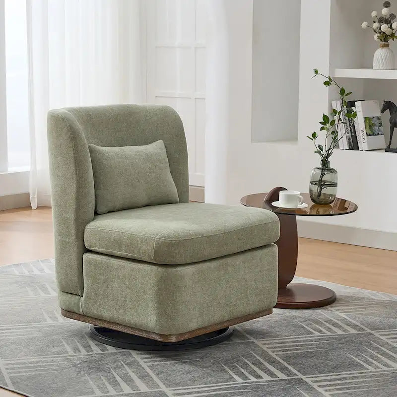 Chenille Armless Swivel Accent Chair
